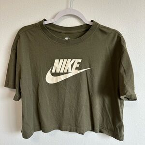 Nike Olive Green Cropped T-Shirt